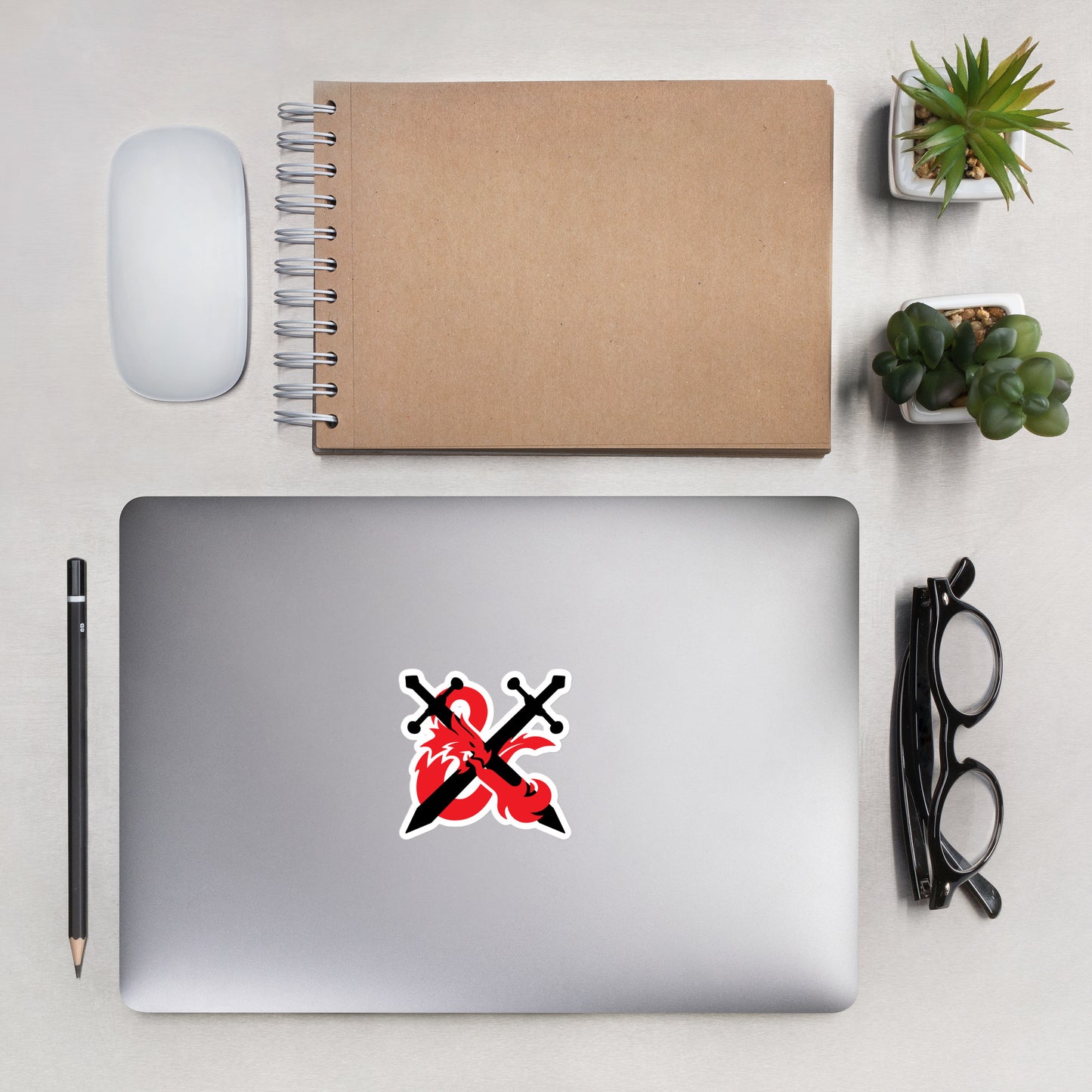 DnD Style Fiery Fantasy Red RPG Ampersand Logo with Swords Sticker