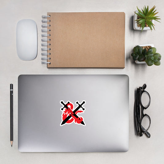 DnD Style Fiery Fantasy Red RPG Ampersand Logo with Swords Sticker