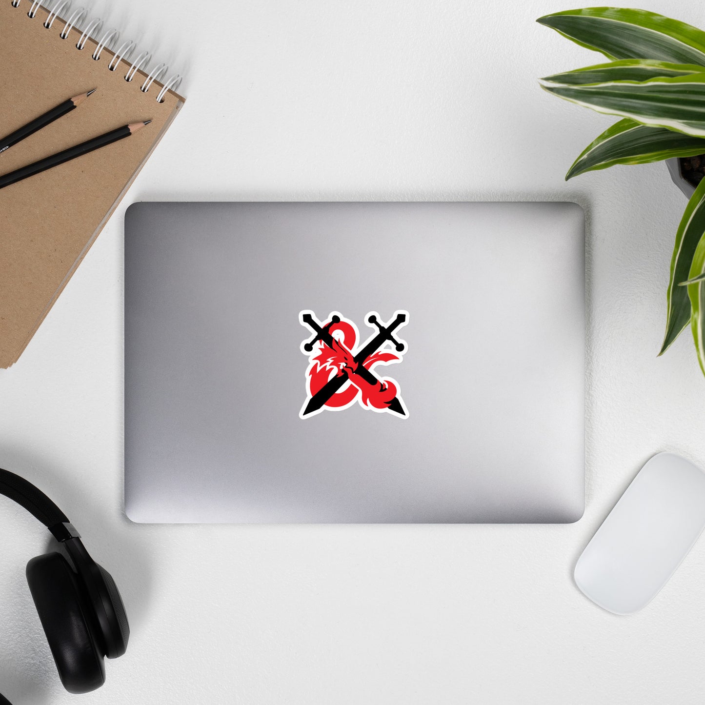 DnD Style Fiery Fantasy Red RPG Ampersand Logo with Swords Sticker