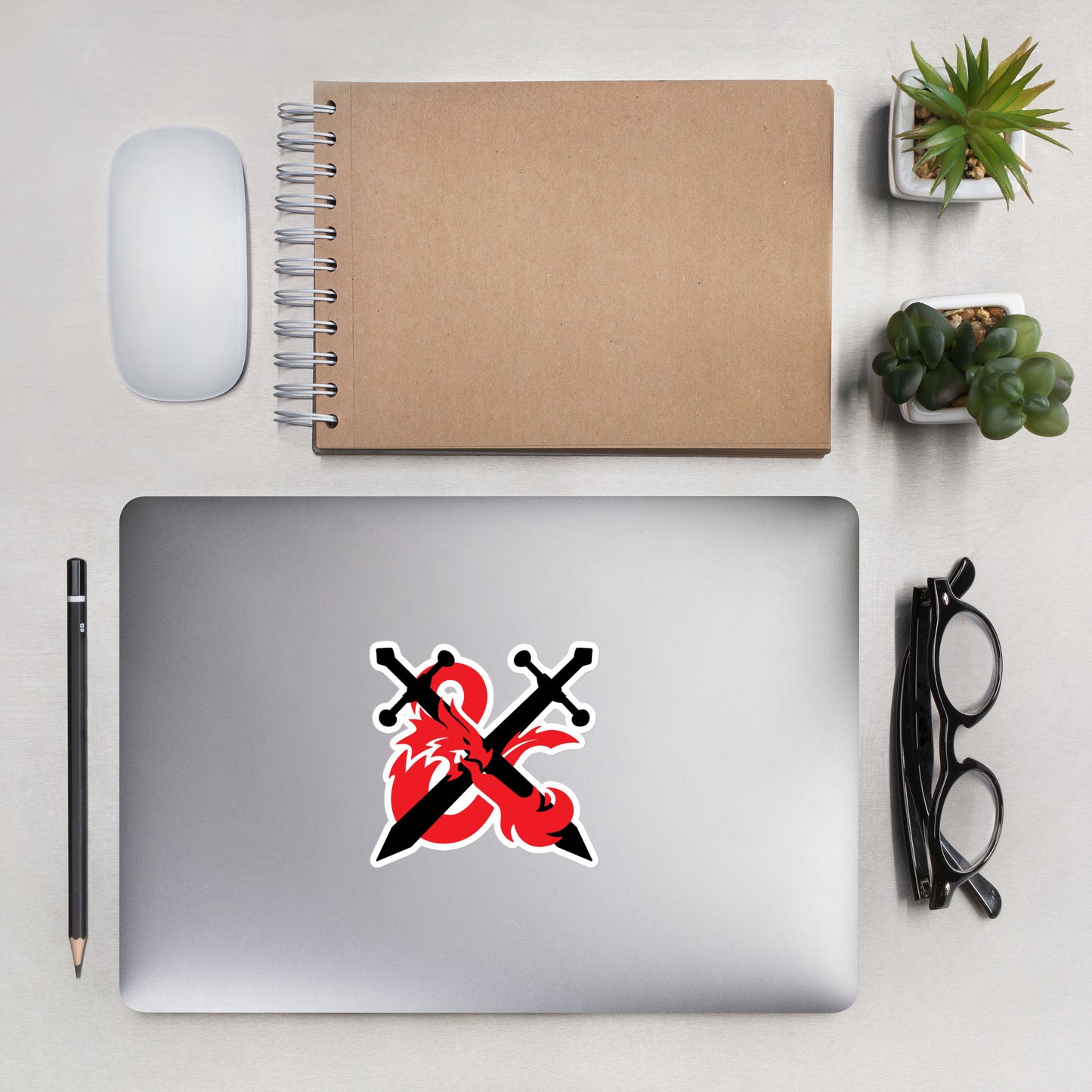 DnD Style Fiery Fantasy Red RPG Ampersand Logo with Swords Sticker