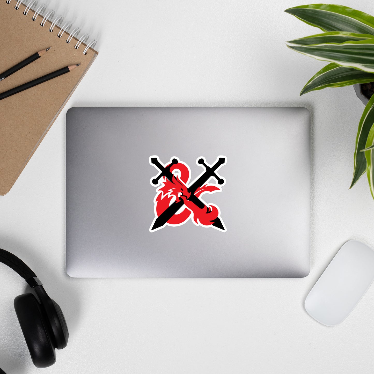 DnD Style Fiery Fantasy Red RPG Ampersand Logo with Swords Sticker