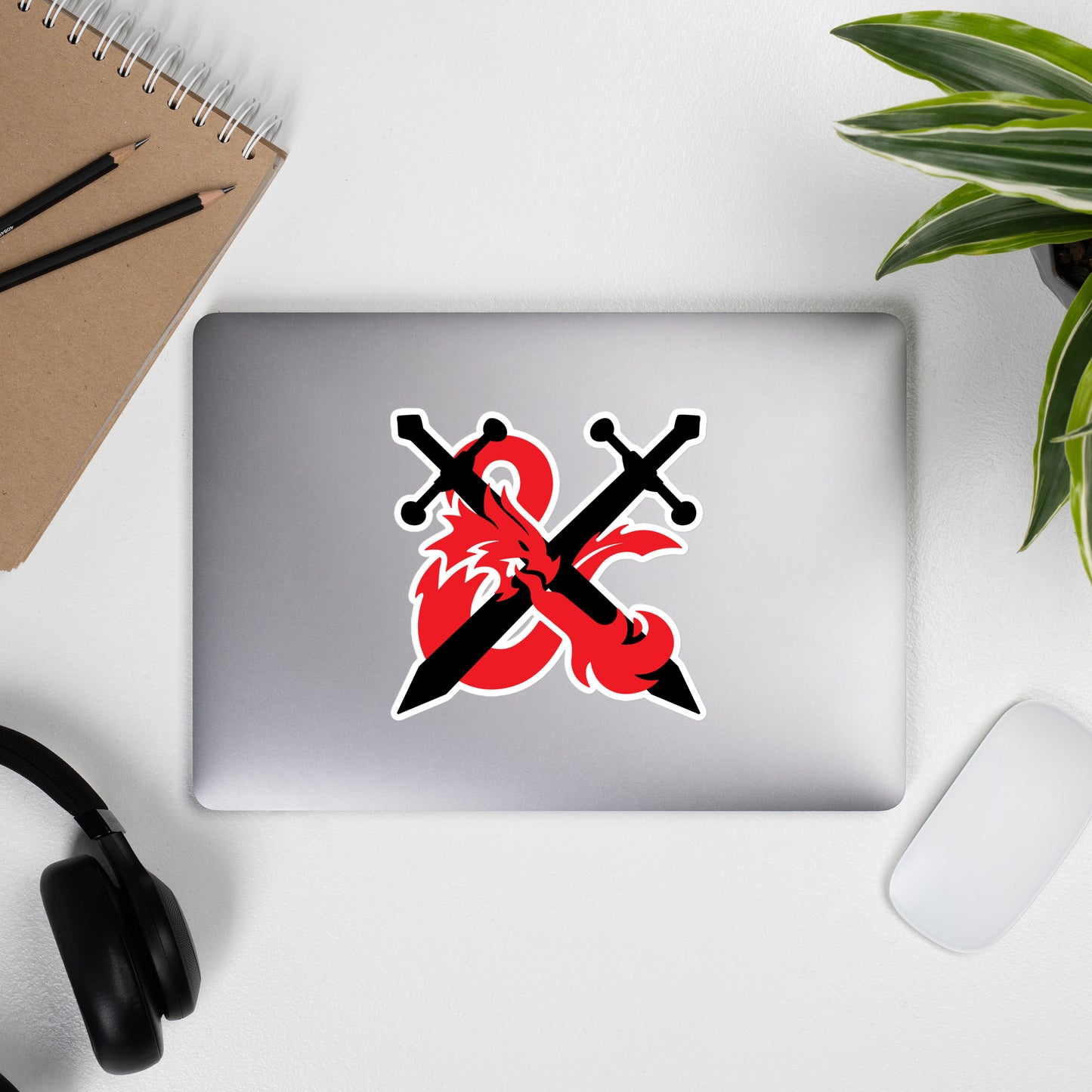 DnD Style Fiery Fantasy Red RPG Ampersand Logo with Swords Sticker